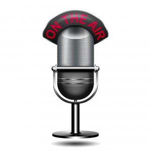Icono microfono 3D con texto on the air